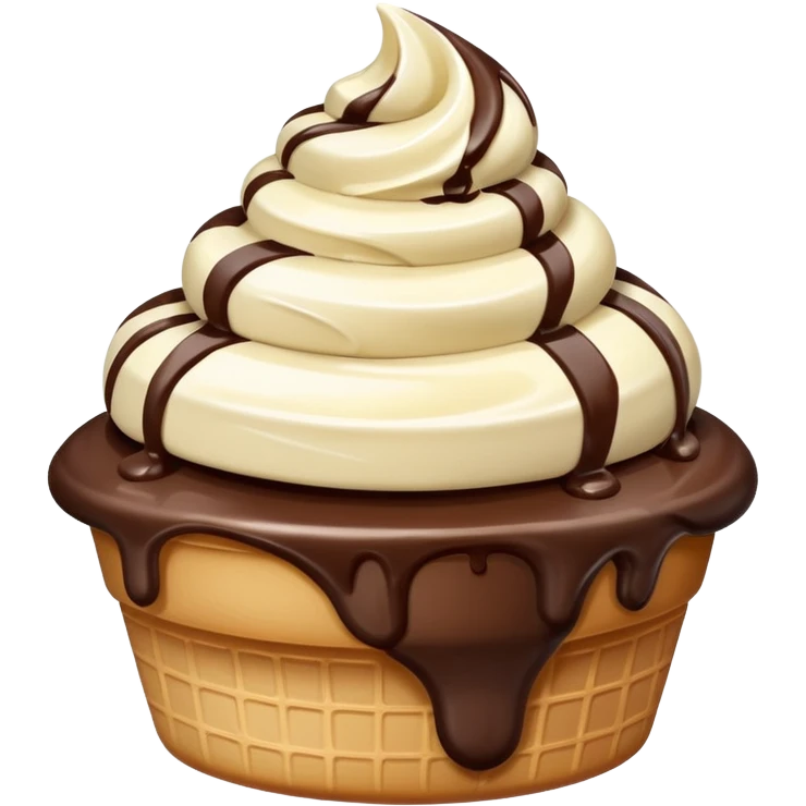 melted white and dark chocolate ice cream emoji