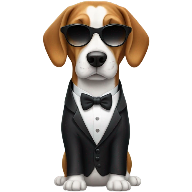 Beagle wearing sunglasses and tuxedo  emoji