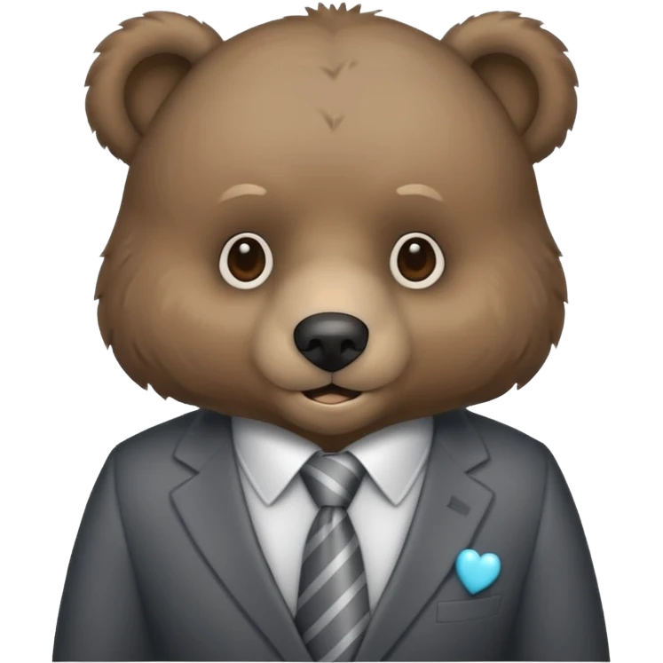Bear with grey tie and grey heart emoji