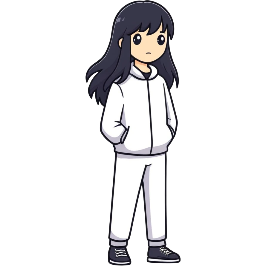 Me with black long hair emoji