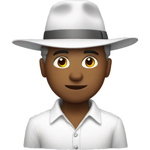 Guy in all white with pointy hat emoji