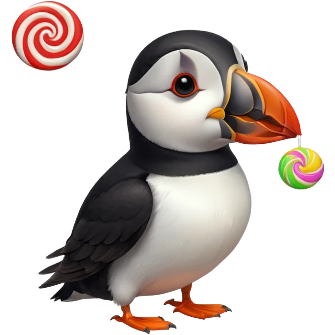 Puffin eating lollipop emoji