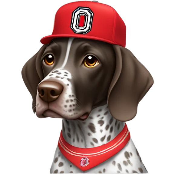German shorthaired pointer with a Ohio state hat emoji
