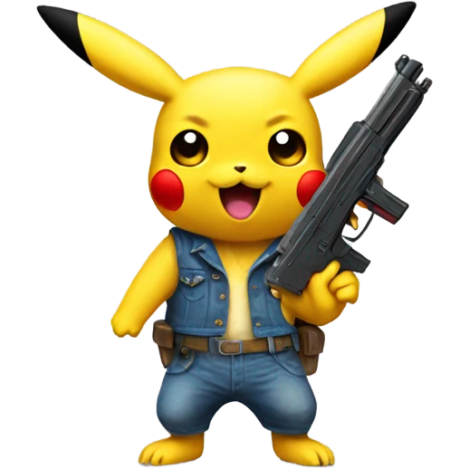 Pikachu with a toy gun emoji