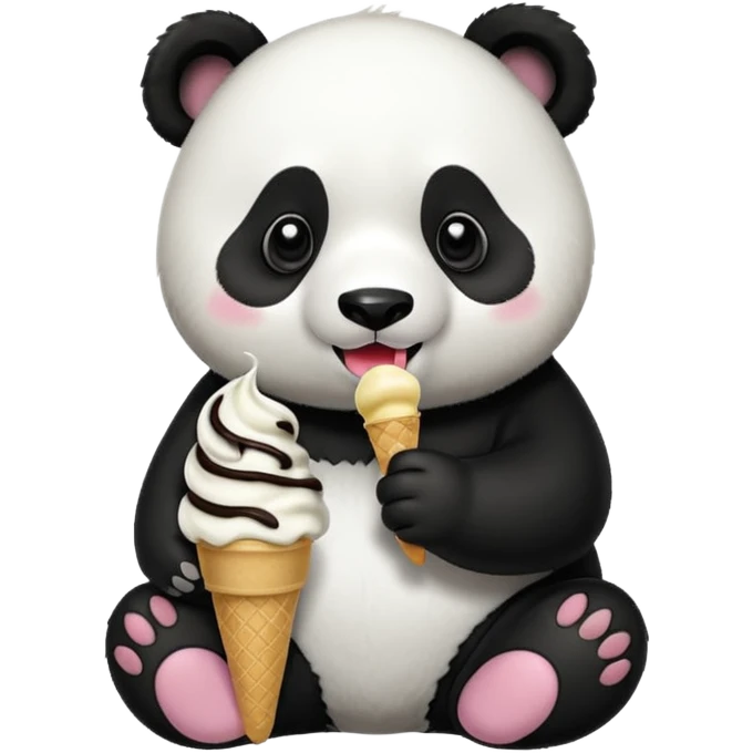 Panda eating ice cream emoji