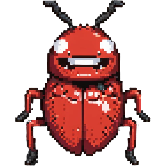 laughing red bug with black points emoji