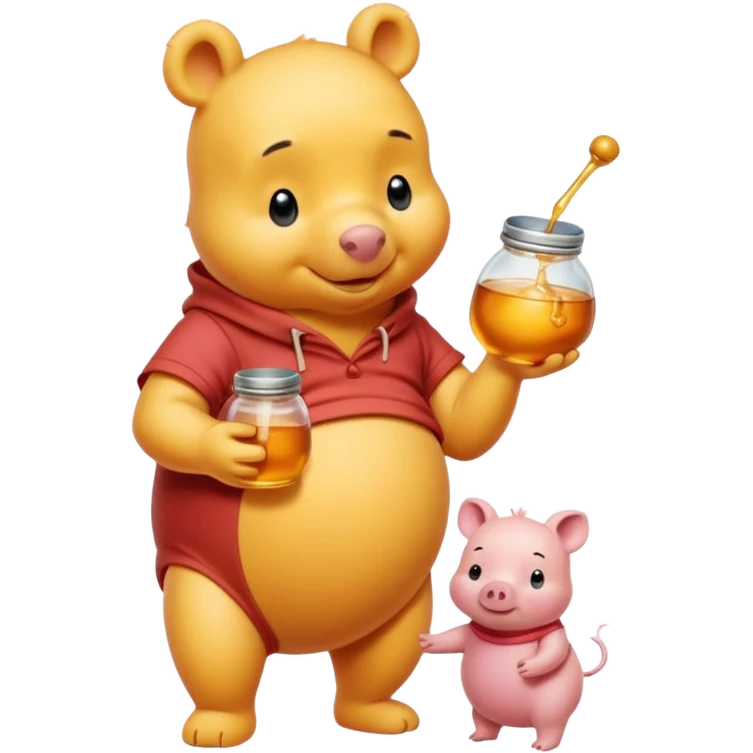 winnie the pooh whole body with honey and Piglet emoji