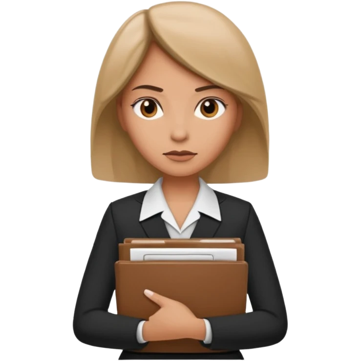 A woman wearing official dress and has a pile of documents in her hand  emoji