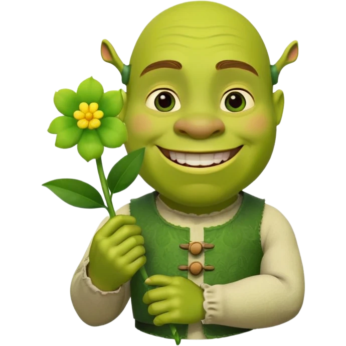 shrek with a flower emoji