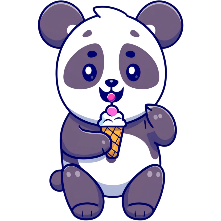 Panda eating ice cream emoji