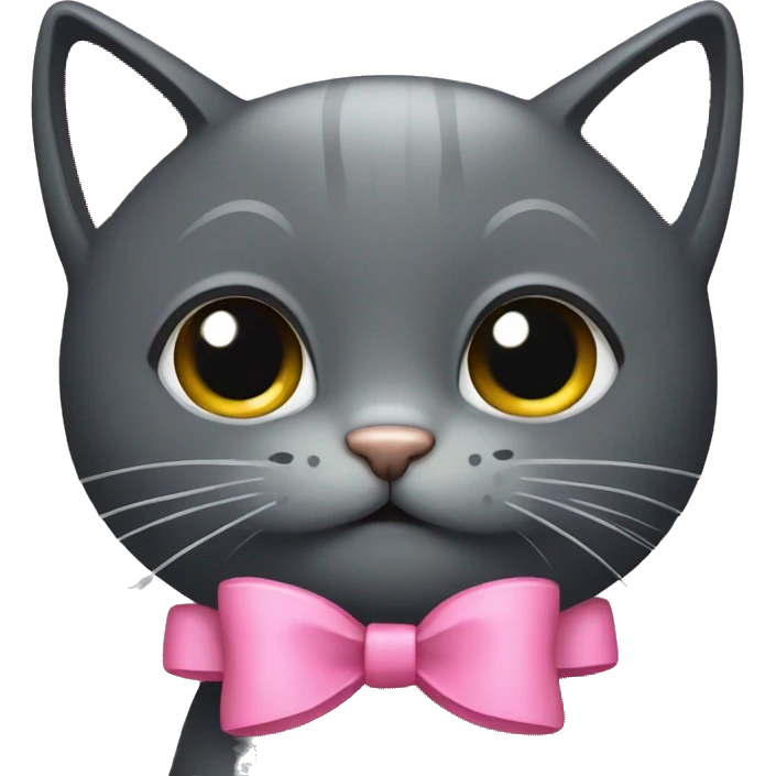Dark grey cat with pink bow emoji