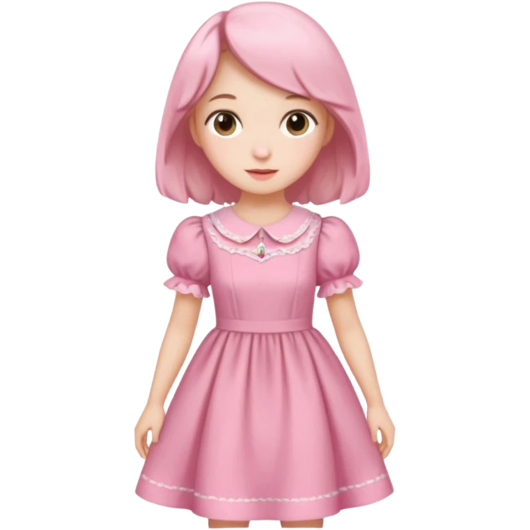 Cottagecore style ultra cute vintage material pink dress emoji