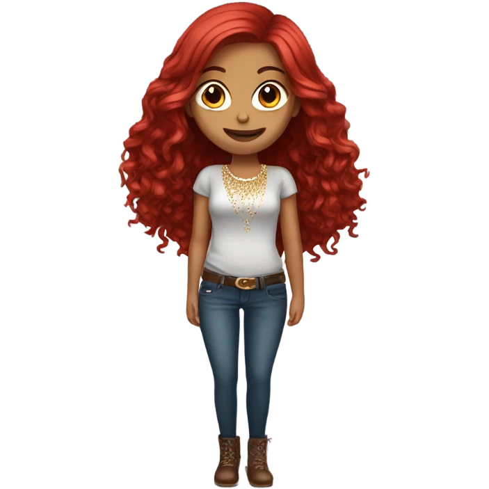 charming girl with long length deep red hair and bling  emoji