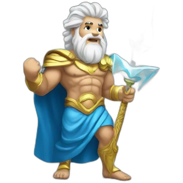 zeus, king of the gods holding a lighting bolt emoji