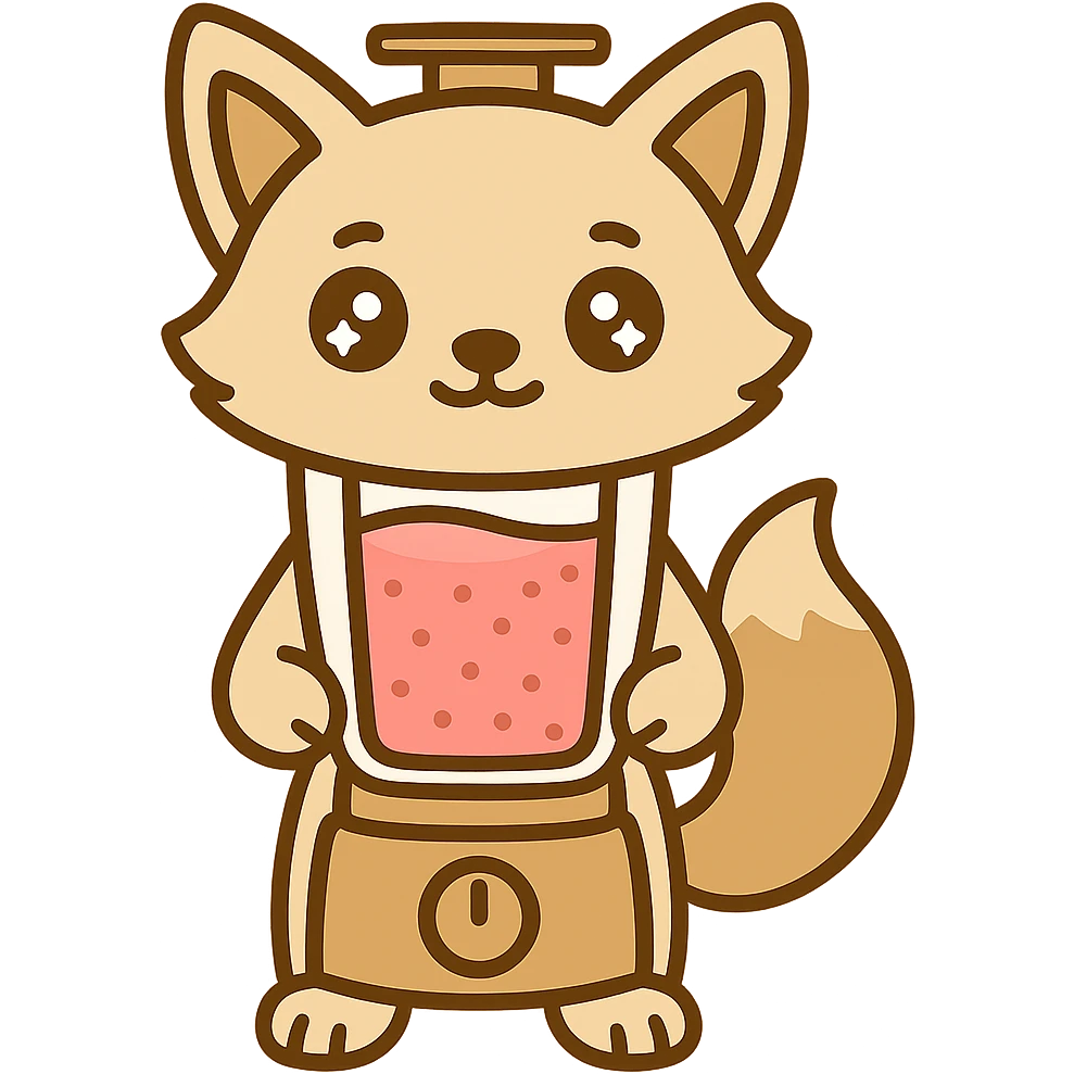 Create a full image of the blender fox with a brown color outline, maintaining a transparent background. emoji