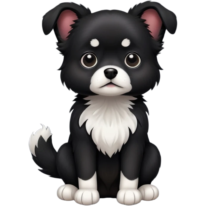 scared single small all black dog with white paws  emoji