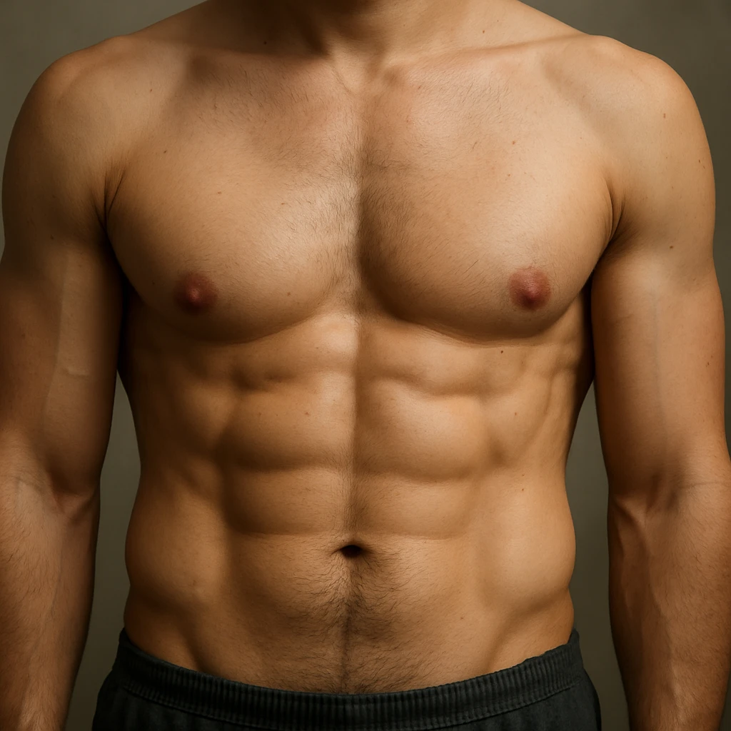 realistic male torso point of view, detailed and lifelike emoji