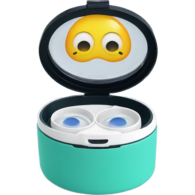dual-compartment screw-top prescription contact lens case emoji