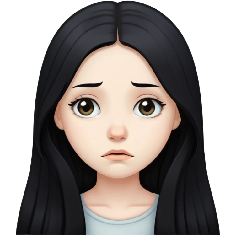 Pale girl with long black hair sad emoji  emoji