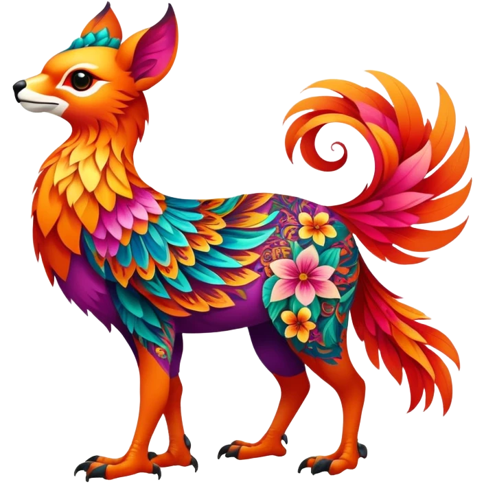 Multicolored floral exotic Falvie-Fionbri, full body emoji