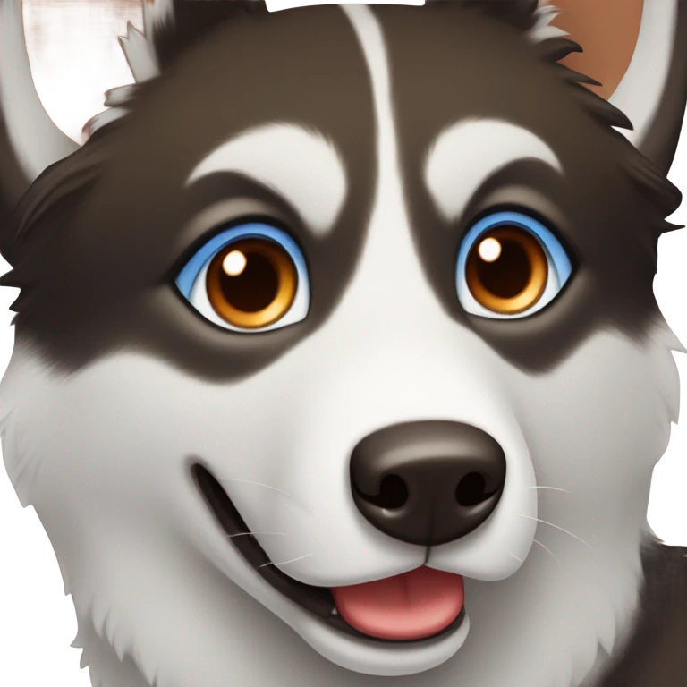 One black husky one red husky emoji