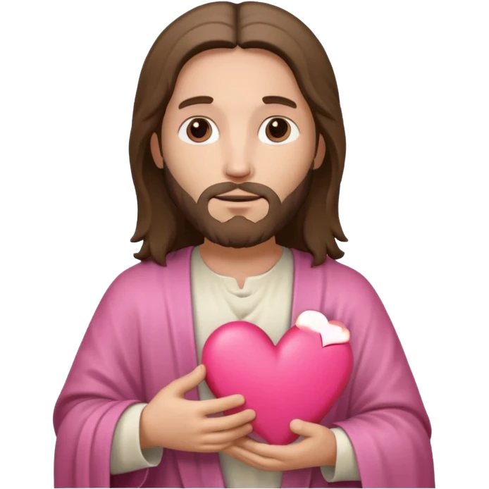 Jesus with a pink bible and a heart emoji