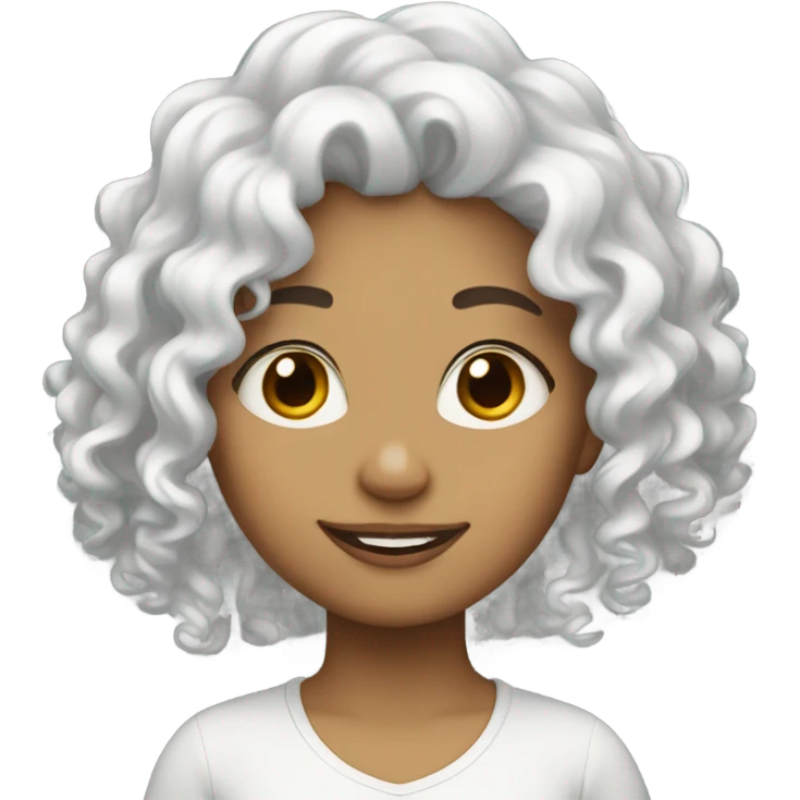 White curly hair girl (brown dark hair) emoji