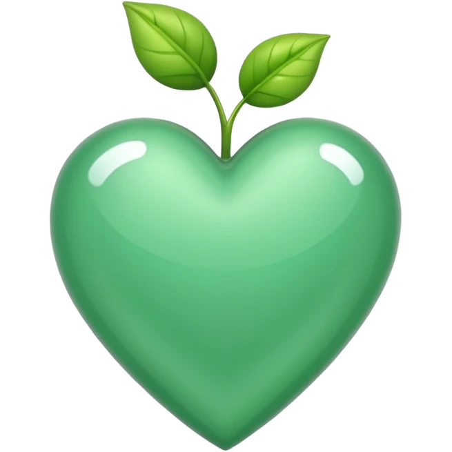 Un corazón de color verde en una tonalidad claridad con un poquito de brillitos emoji