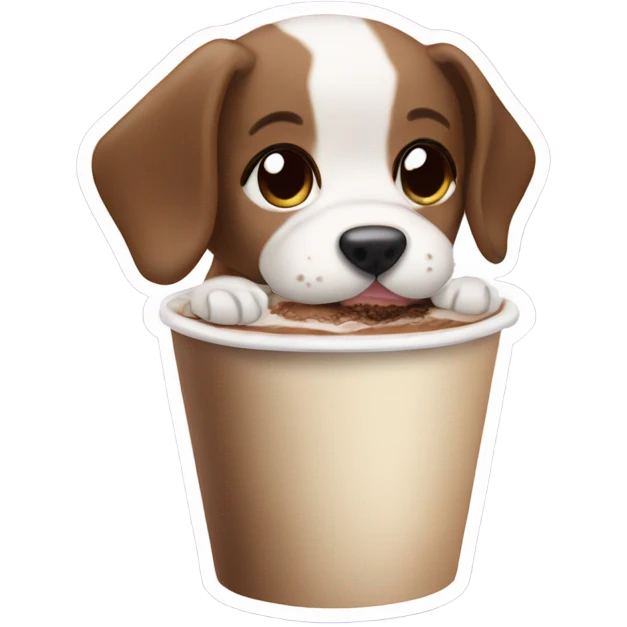 Puppy eating Pupuccino emoji