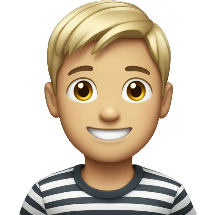 smiling boy in striped shirt emoji