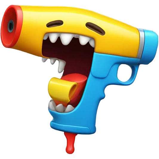 Open mouth with squirt gun in it emoji