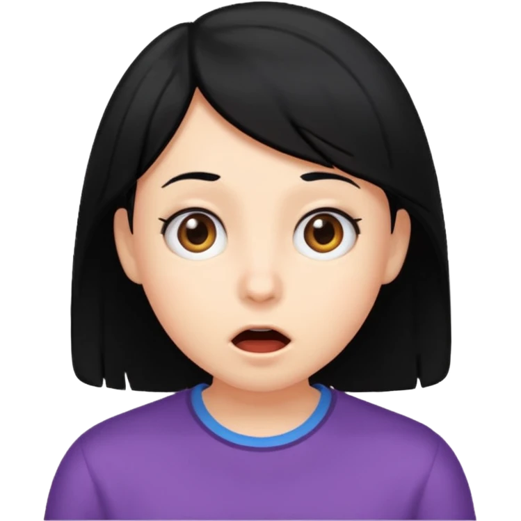 more surprised with black hair emoji