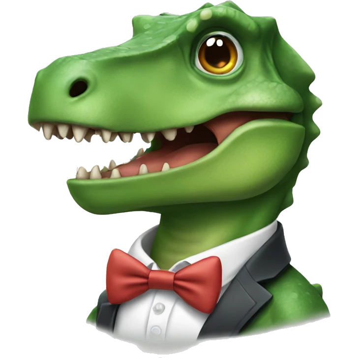 Dinosaur with bow tie emoji