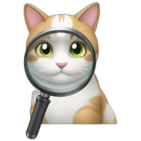 cat using magnifier emoji