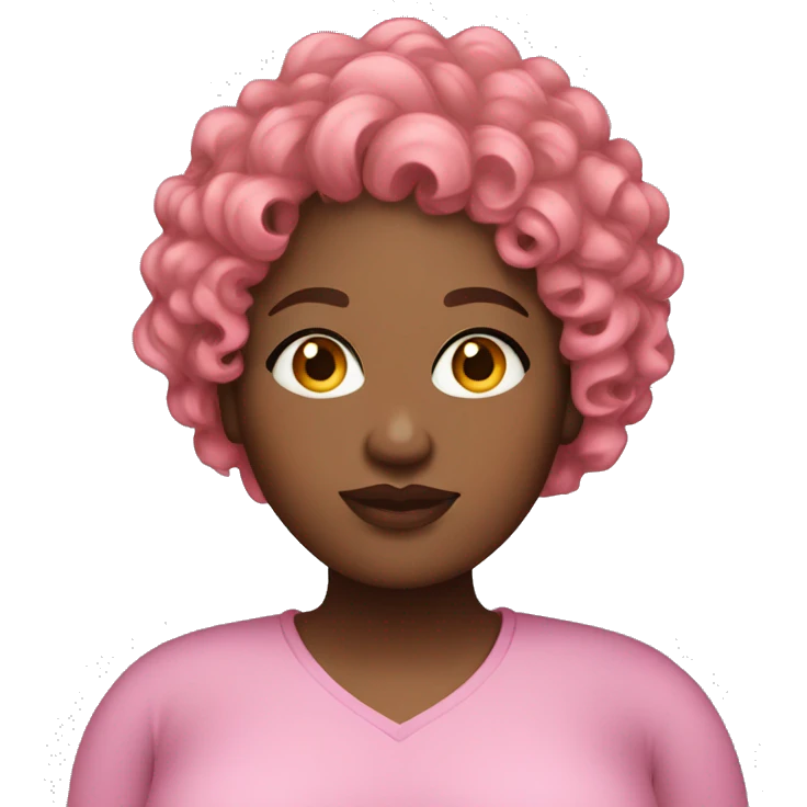 Plus size black woman with very short pink curly hair  emoji