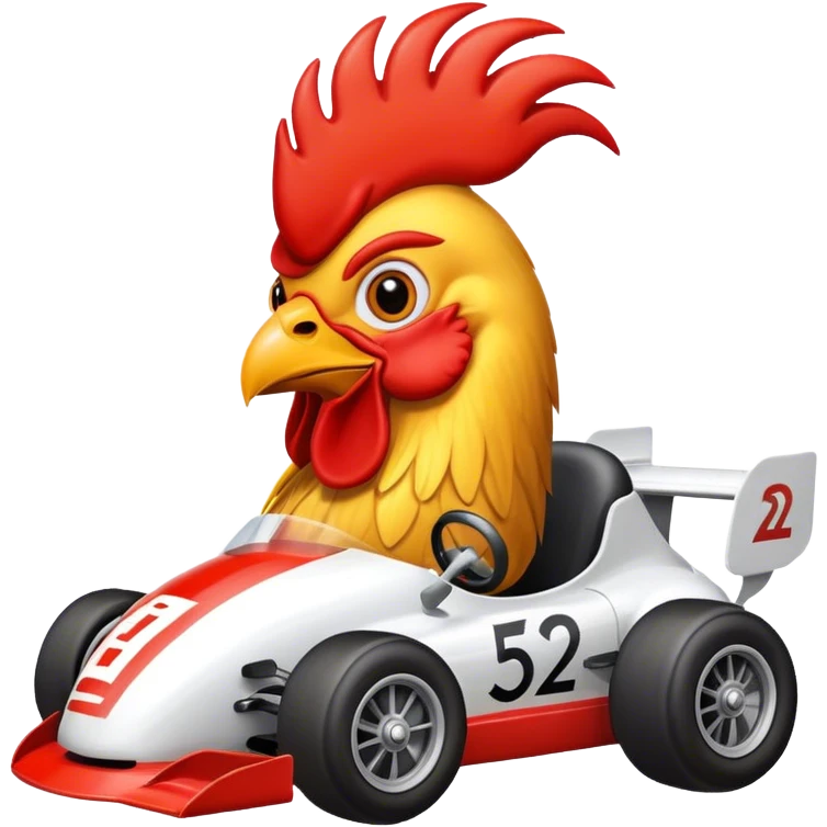 Rooster in a race car emoji