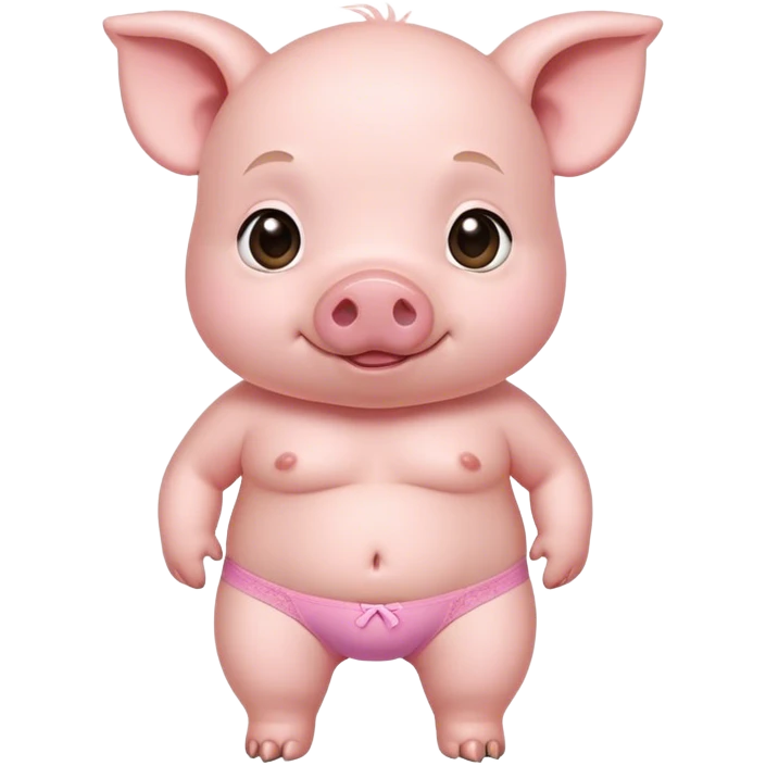Сute baby pig, with exceptionally heavy large chest, in small pink underwear   emoji