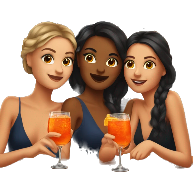 Three beautiful girls drinking aperol  emoji