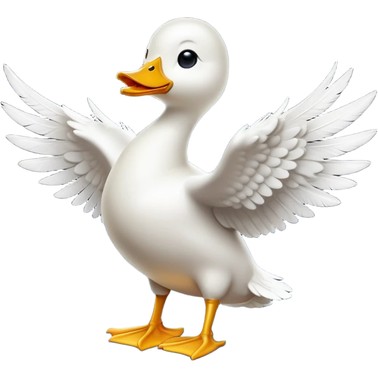 cinematic-[white duck]-realistic-full-body-perched-emoji,-wings-tucked-neatly,-head-tilted-dramatically,-sleek-[white]-feathers,-simplified-yet-realistic-focused-features,-highly-detailed,-glowing-with-an-almost-sarcastic-glow emoji