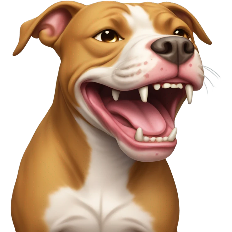 Smiling pit bull with fangs emoji