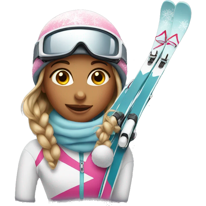 Cute skiing girl emoji
