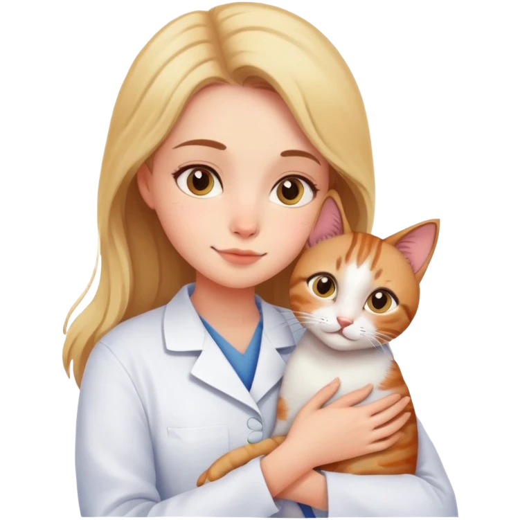 cat cuddles veterinarian girl emoji
