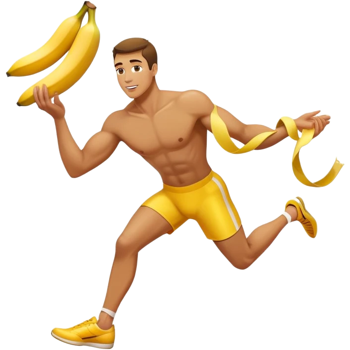 Athlete with prize in hand slipped on banana peel  emoji