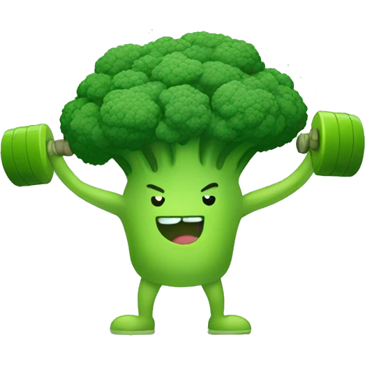 kawaii cute strong broccoli exercising in the gym emoji