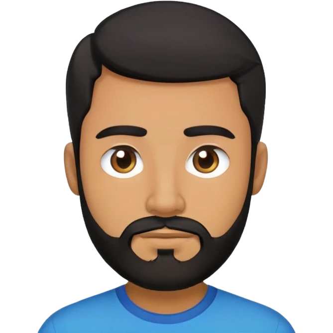 brown man w black hair and beard in a green blue shirt emoji
