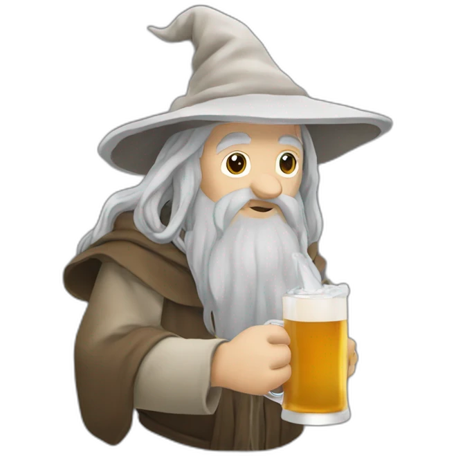 Gandalf drinking a bere emoji