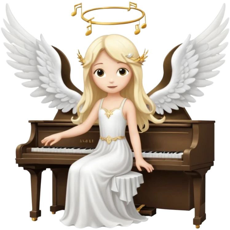 fée vêtue de blanc jouant du piano avec des ailes d'ange emoji