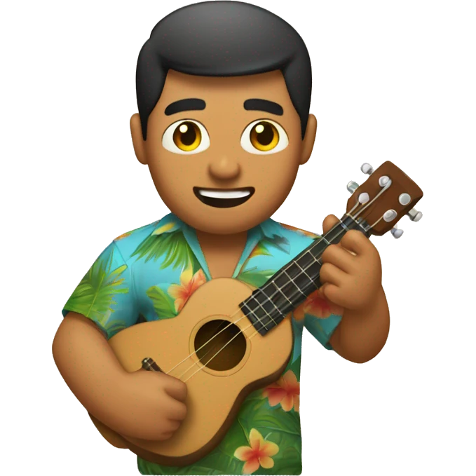 man hawaaian-asian playin ukelele emoji