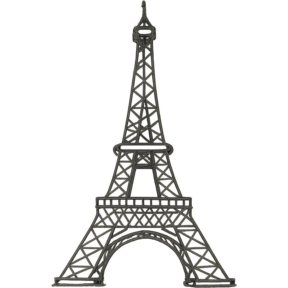Eiffel Tower, hand-drawn black outline doodle style emoji