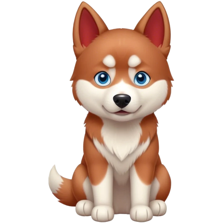cute, disney-style red siberian husky with blue eyes, full body sitting emoji
